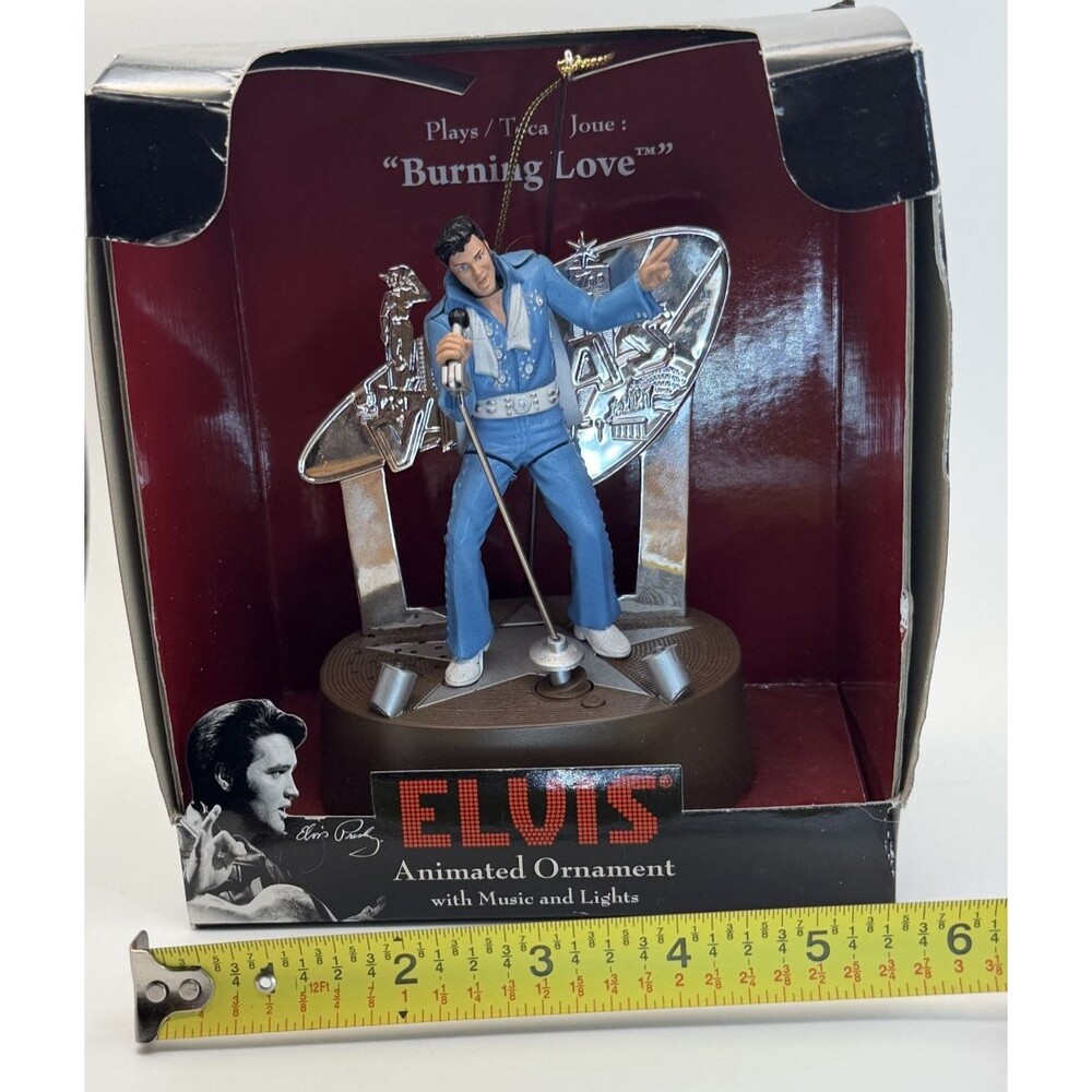 🎤✨ Elvis Presley Animated Ornament with Music & Lights – Plays “Burning Love” ✨